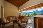 Step outside onto the covered balcony for great views of town and Wedge Mountain in the distance.